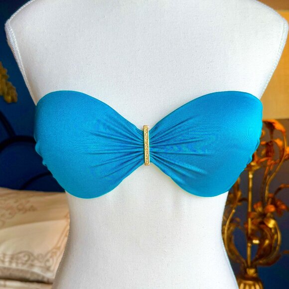 Teal Turquoise Strapless Bikini Top - Picture 1 of 7